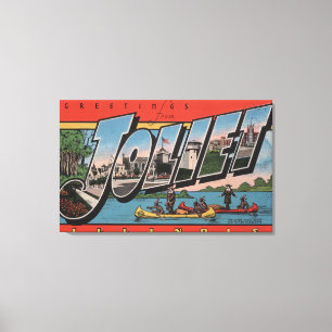 Joliet, Illinois - Large Letter Scenes Canvas Afdruk