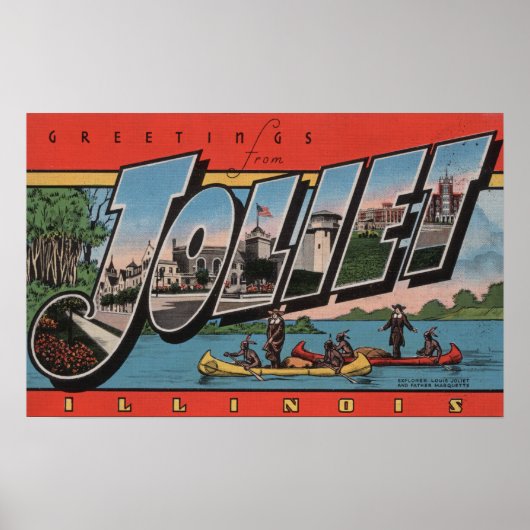 Joliet, Illinois - Large Letter Scenes Poster (Voorkant)