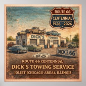 Joliet Illinois Route 66 Slepen Poster (Voorkant)