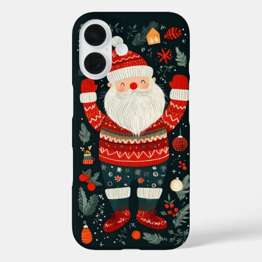 Jolige Kerstman Festieve Winter Elementen Case-Mate iPhone Case (Achterkant)