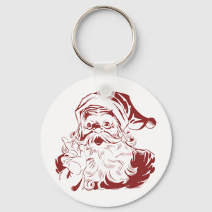 Jolige Kerstman in het Rood Leuk Retro Merry Chris Sleutelhanger
