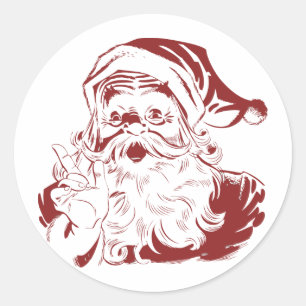 Jolige Kerstman in Rode Pret Retro Kerstmis Ronde Sticker
