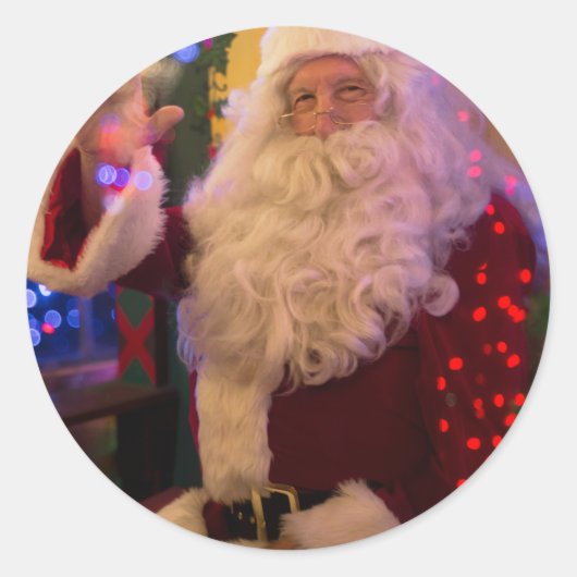 Jolige Kerstman Kerststicker Ronde Sticker (Voorkant)