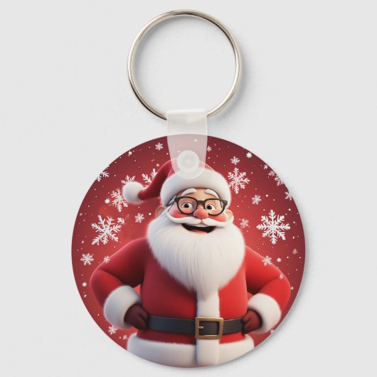 Jolige Kerstman Kerstvakantie Geschenk Sleutelhanger (Voorkant)