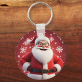 Jolige Kerstman Kerstvakantie Geschenk Sleutelhanger (Achterkant)
