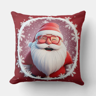 Jolige Kerstman Omringd door Sneeuwvlokken Kussen