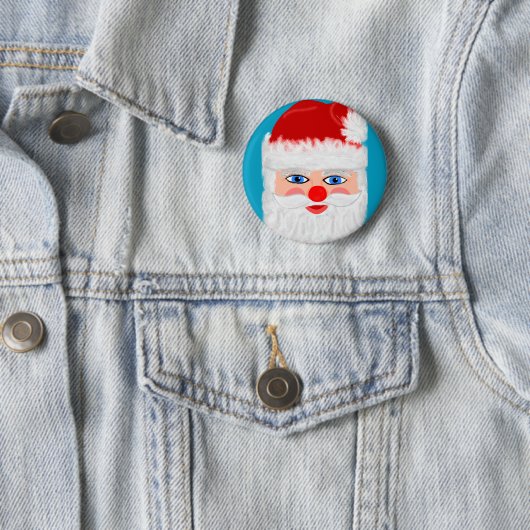 Jolige kerstman ronde button 5,7 cm (In situ)