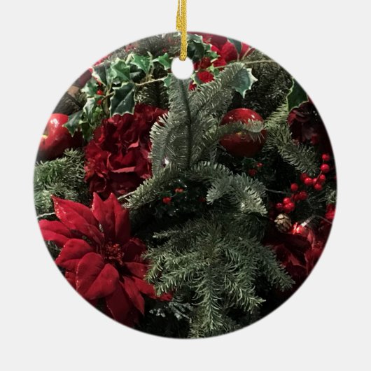 Jolige ouderwetse kerstman keramisch ornament (Achterkant)