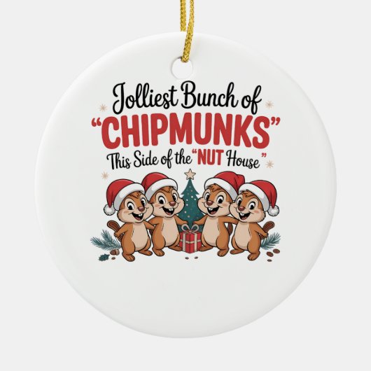 Jolliest Bunch van Chipmunks Funny Knaagdieren Xma Keramisch Ornament (Voorkant)