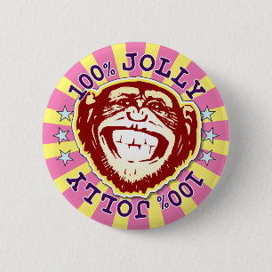 Jolly 100% Funny Monkey Badge Ronde Button 5,7 Cm