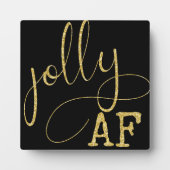 Jolly AF Black en Gold Funny-kerstgebaar Fotoplaat (Voorkant)