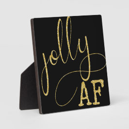 Jolly AF Black en Gold Funny-kerstgebaar Fotoplaat