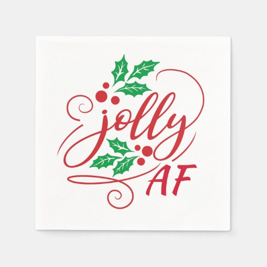 Jolly AF Christmas Holly Party Drink Humor Servet (Voorkant)