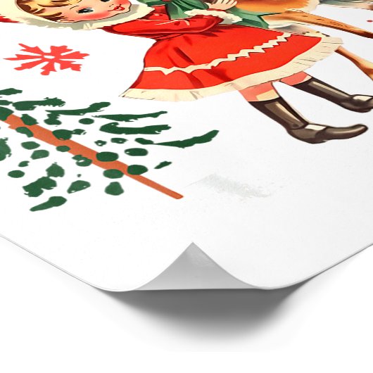 Jolly Af Christmas Retro 50s Cute Girl And Deer Vi Poster (Hoek)