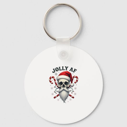 Jolly Af Christmas Skull Santa Hat Happy Xmas Holi Sleutelhanger (Voorkant)