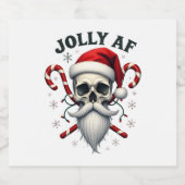 Jolly Af Christmas Skull Santa Hat Happy Xmas Holi Sparkling Wijnetiket (Enkel label)