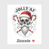 Jolly Af Christmas Skull Santa Hat Happy Xmas Holi Sticker (Vel)