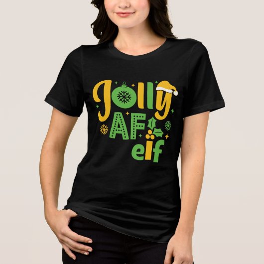 Jolly AF Elf Tri-Blend Shirt (Voorkant)