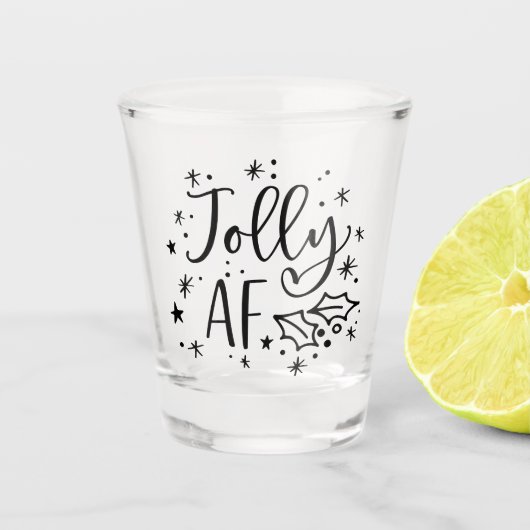 Jolly AF | Fun Christmas Drink Humor Shot Glas (Voorkant)