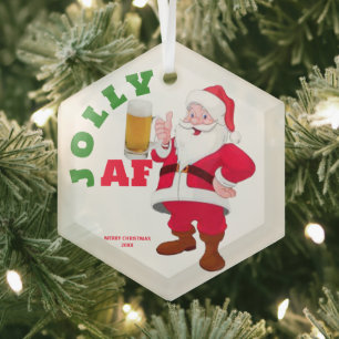  Jolly AF Funny Beer Kerstman Glas Ornament
