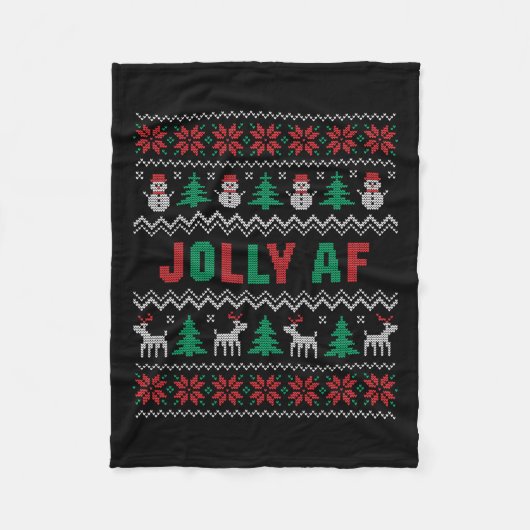 Jolly Af Funny Christmas Fleece Deken (Voorkant)