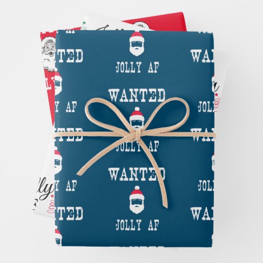 Jolly AF Funny kerstset — Papieren pakbladen Inpakpapier Vel (In situ)