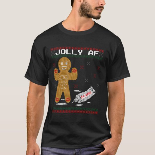 Jolly Af Gingerbread Man Body Builder Lelijke Kers T-shirt (Voorkant)