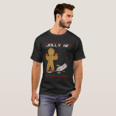 Jolly Af Gingerbread Man Body Builder Lelijke Kers T-shirt (Voorkant volledig)