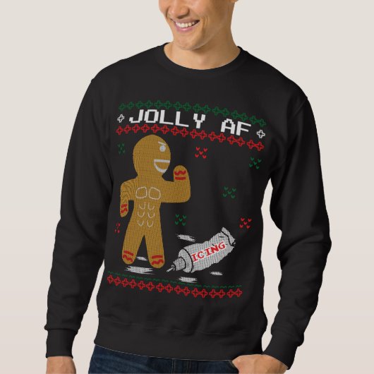 Jolly AF Gingerbrood Man Body Builder Ugly Christm Trui (Voorkant)