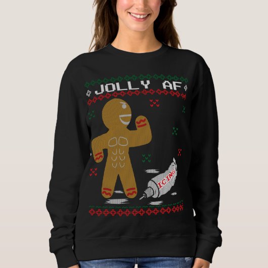 Jolly AF Gingerbrood Man Body Builder Ugly Christm Trui (Voorkant)