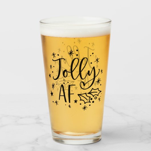 Jolly AF | Kerstavond Drink Humor Glas (Voorkant gevuld)