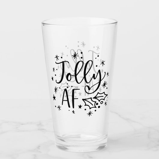 Jolly AF | Kerstavond Drink Humor Glas (Voorkant)
