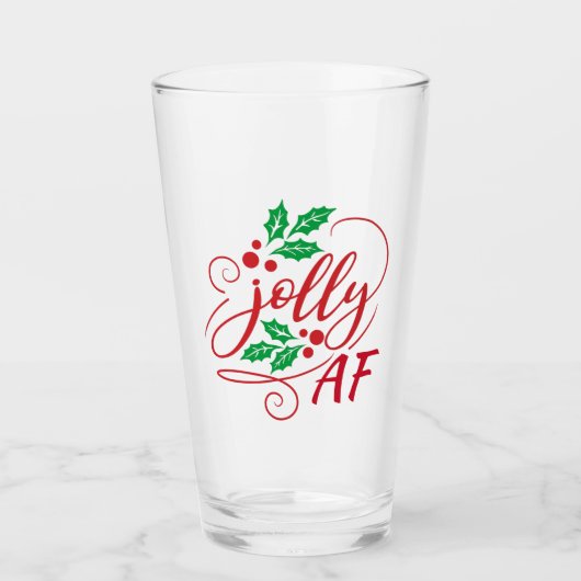 Jolly AF-kerstfeest Drink Humor Glas (Voorkant)