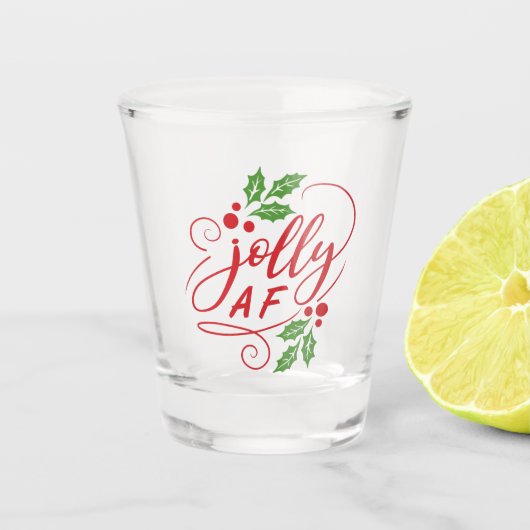 Jolly AF-kerstfeest Drink Humor Shot Glas (Voorkant)