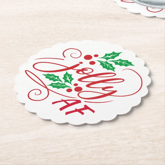 Jolly AF Kerstmis Drink Humor Kartonnen Onderzetters (Gekanteld)