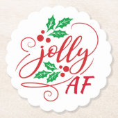 Jolly AF Kerstmis Drink Humor Kartonnen Onderzetters (Voorkant)