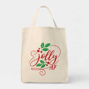 Jolly AF Kerstmis Holly Sarcastic Humor Tote Bag