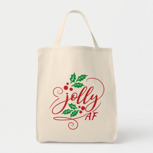 Jolly AF Kerstmis Holly Sarcastic Humor Tote Bag (Voorkant)