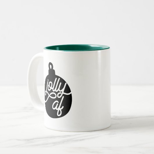 Jolly AF Kerstmis Tweekleurige Koffiemok (Voorkant links)