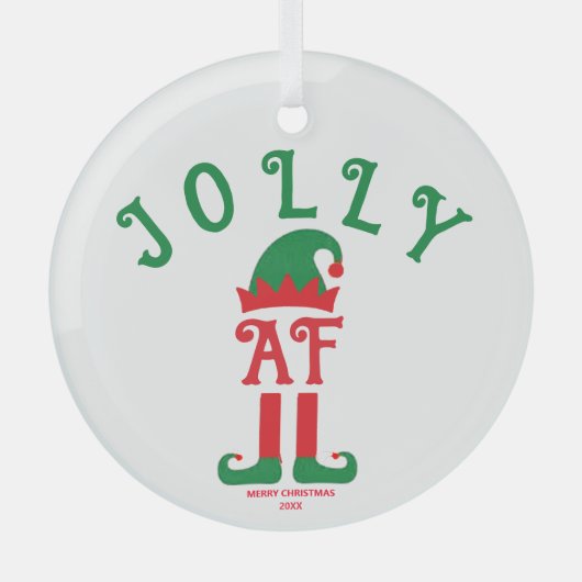Jolly AF - Kerstversiering, Santa's Helper Elf Glas Ornament (Voorkant)