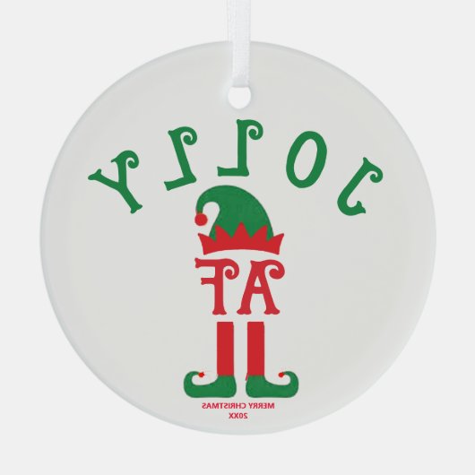 Jolly AF - Kerstversiering, Santa's Helper Elf Glas Ornament (Achterkant)