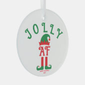 Jolly AF - Kerstversiering, Santa's Helper Elf Glas Ornament (Voorkant Rechts)