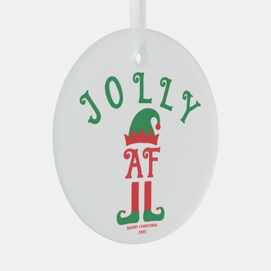 Jolly AF - Kerstversiering, Santa's Helper Elf Glas Ornament (Voorkant Rechts)