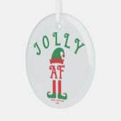 Jolly AF - Kerstversiering, Santa's Helper Elf Glas Ornament (Voorkant links)