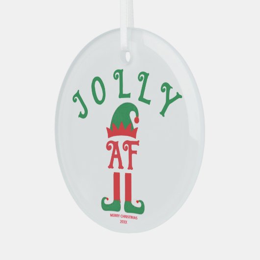 Jolly AF - Kerstversiering, Santa's Helper Elf Glas Ornament (Voorkant links)
