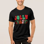 Jolly AF Retro Groovy Kerst Feestdagen Tri-Blend Shirt (Voorkant)
