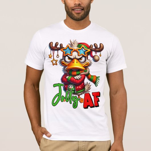 Jolly AF - Sarcastisch Grumpy Eend Kerstmis T-shirt (Voorkant)