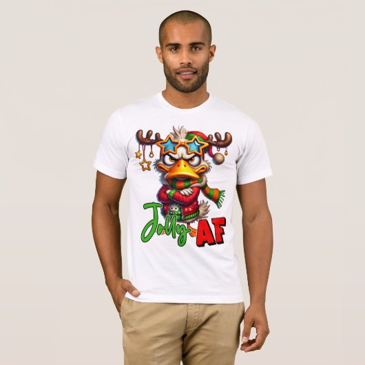 Jolly AF - Sarcastisch Grumpy Eend Kerstmis T-shirt (Voorkant volledig)
