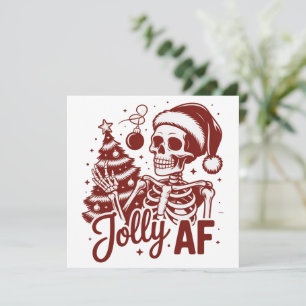 Jolly Af Skelet Snarky Kerst Sarcasme Grappig Feestdagenkaart