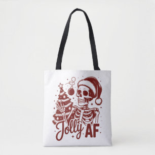 Jolly Af Skelet Snarky Kerst Sarcasme Grappig Tote Bag